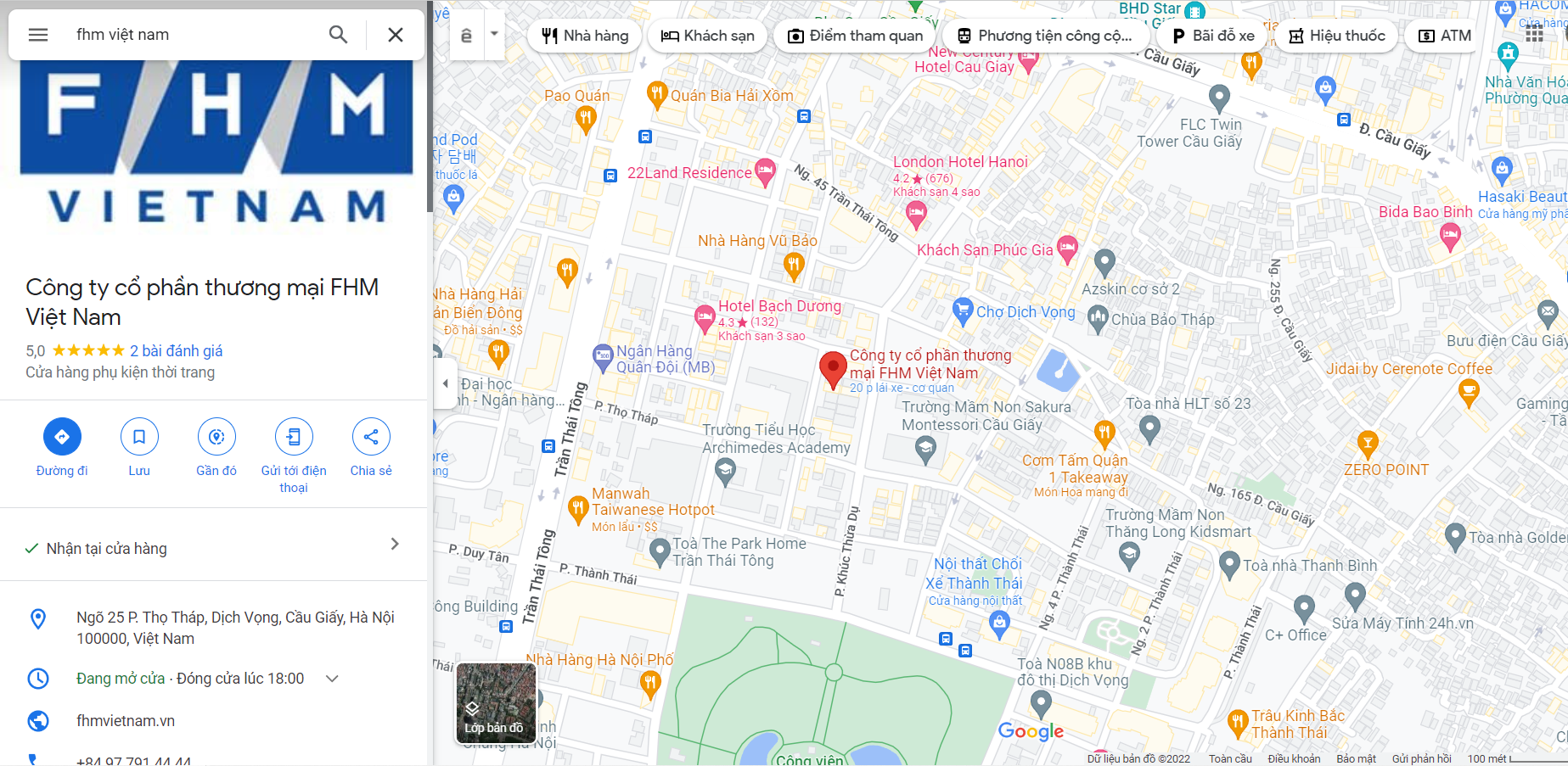 Google map FHM Việt Nam